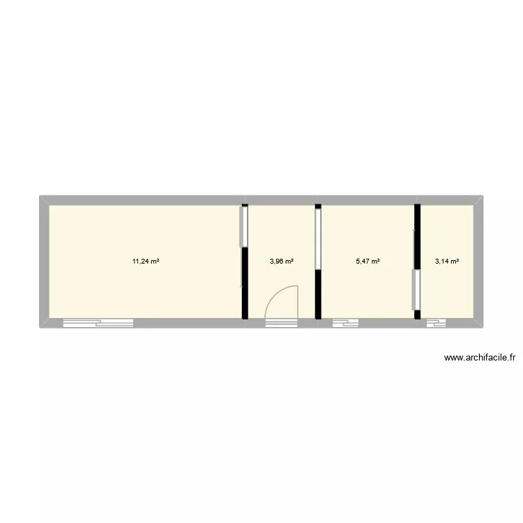 studio. Plan de 4  et 24 m²