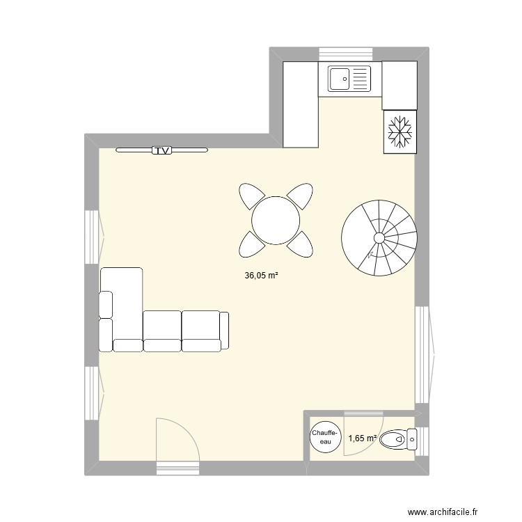 RDC_03. Plan de 2 pièces et 38 m2