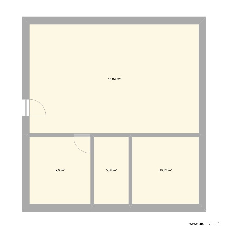 Kairon bourg. Plan de 4 pièces et 71 m2