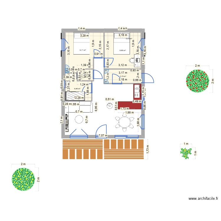 sabine. Plan de 6 pièces et 29 m2
