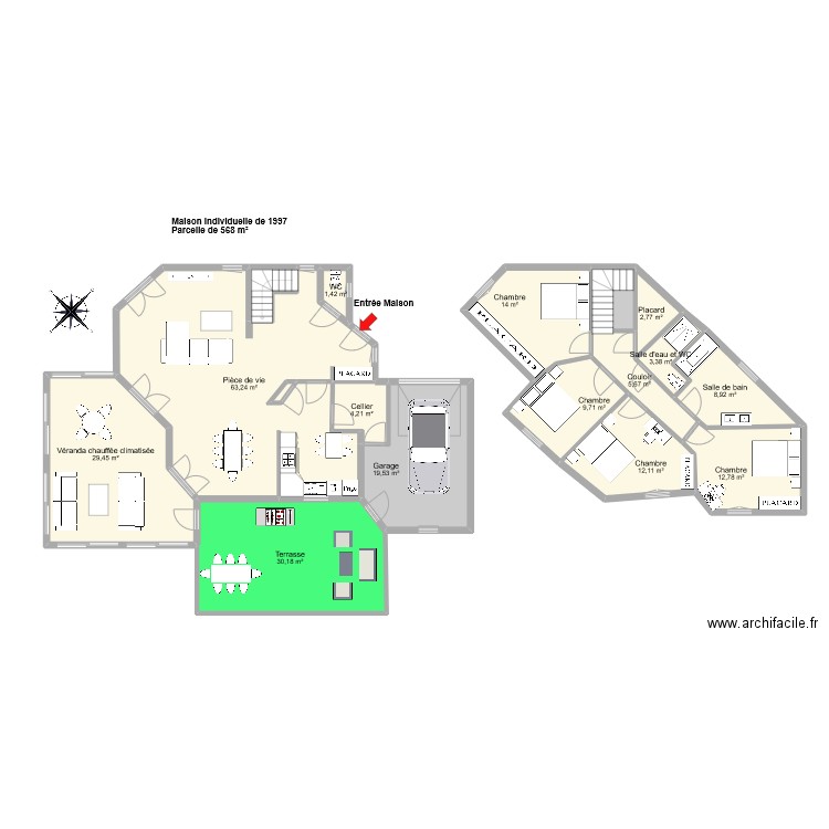 ROYAUD. Plan de 17 pièces et 224 m2