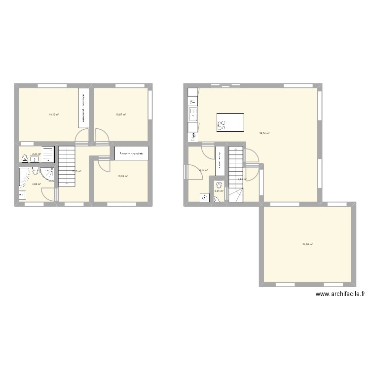 casa blanca. Plan de 11 pièces et 126 m2
