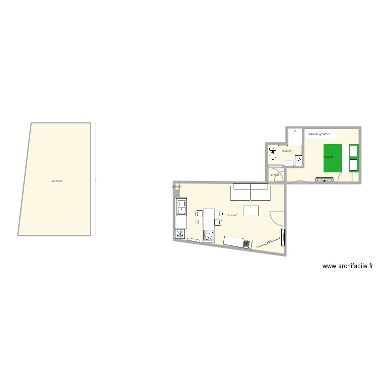 Apt Canet VF. Plan de 6 pièces et 59 m2