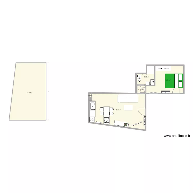 Apt Canet VF. Plan de 6  et 59 m²