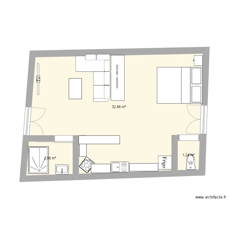 studio v3. Plan de 0 pièce et 0 m2