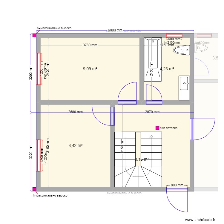 ЕБ 4 слбтчк. Plan de 11 pièces et 97 m2