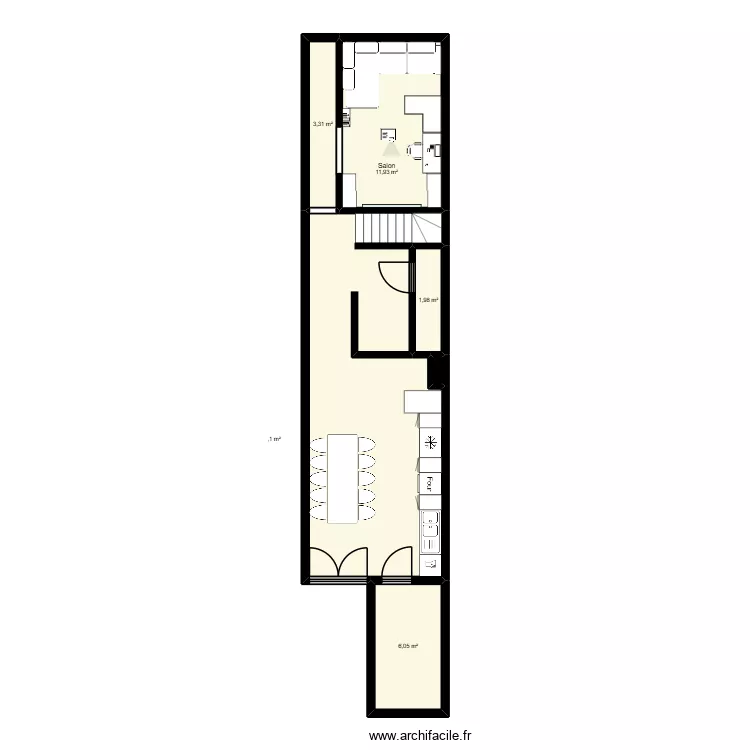 Maison toit plat vraies mesures V1. Plan de 