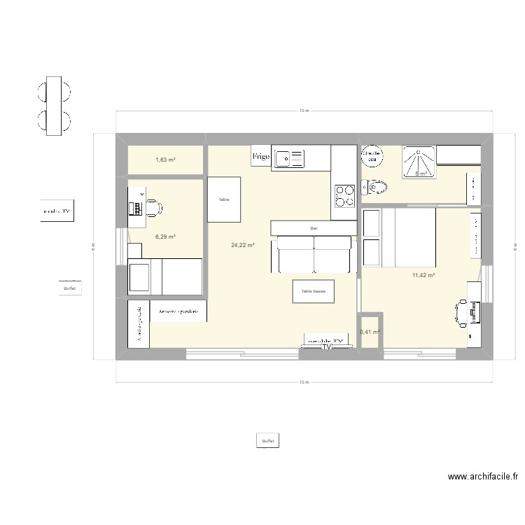 projet auriol 2. Plan de 6 pièces et 49 m2