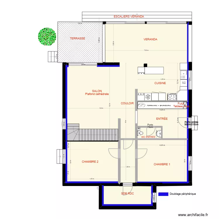 Plan PDC alarme. Plan de 22  et 284 m²
