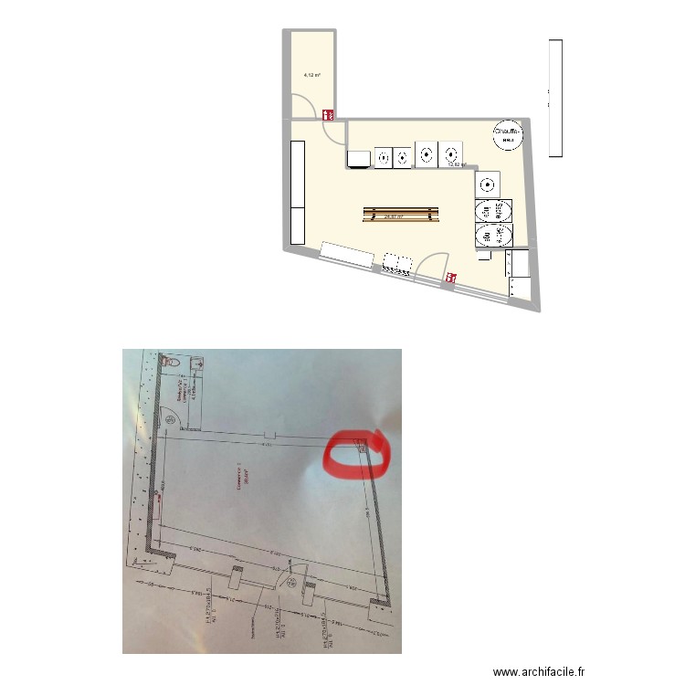 Laverie- Saint Agne V4. Plan de 3 pièces et 42 m2