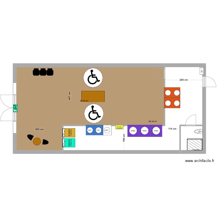 PLAN COUTRAS. Plan de 2 pièces et 91 m2