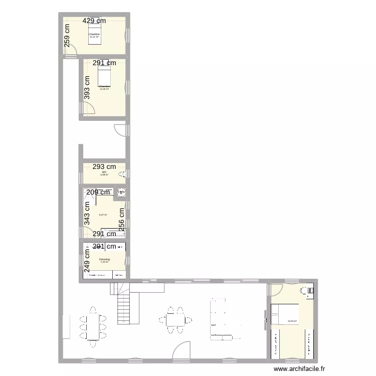 le ponchel 3. Plan de 7  et 59 m²