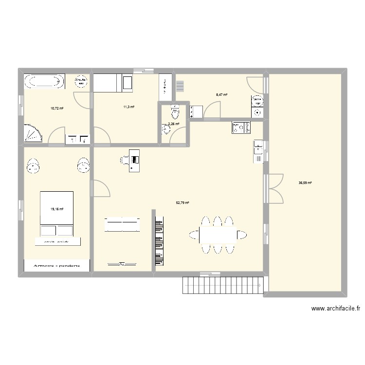 Appart Melen. Plan de 7 pièces et 141 m2