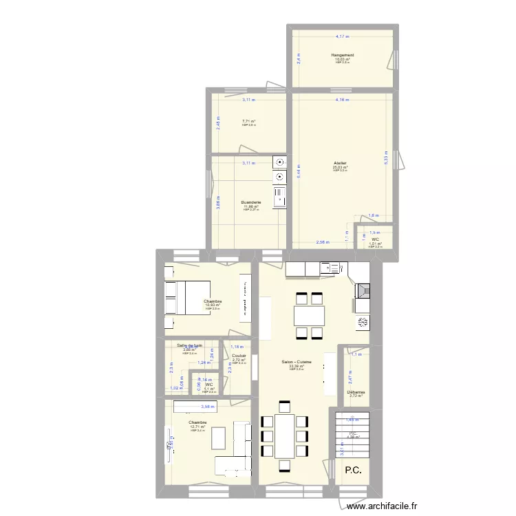 Plan Appart n° 1 _RDC Mobilier 5. Plan de 13 et 128 m² Plan Appart n° 1 _RDC Mobilier 5. Plan de 13 et 128 m²