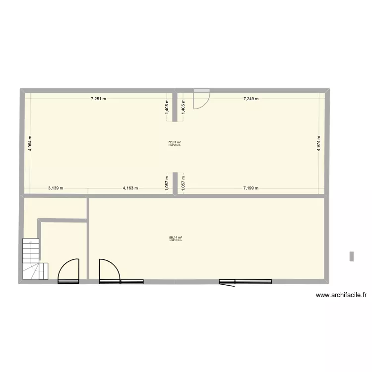 Création. Plan de 2 et 131 m² Création. Plan de 2 et 131 m²
