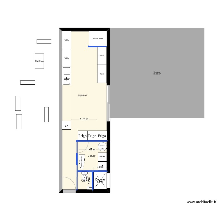 Cuisine PSB 2. Plan de 4 pièces et 31 m2