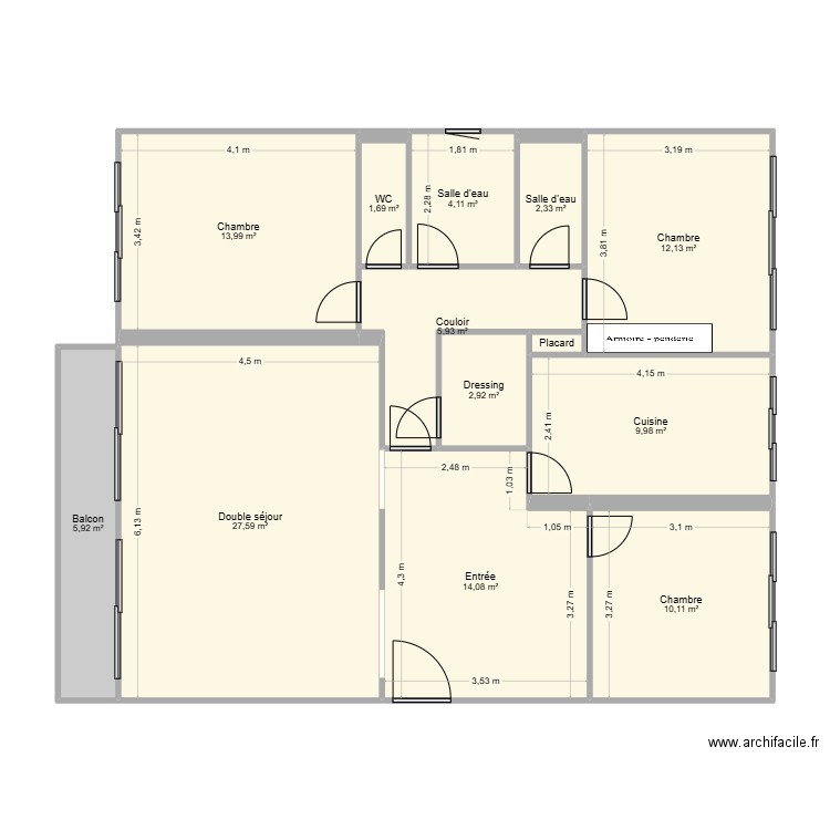 PHILLIPS. Plan de 15 pièces et 111 m2