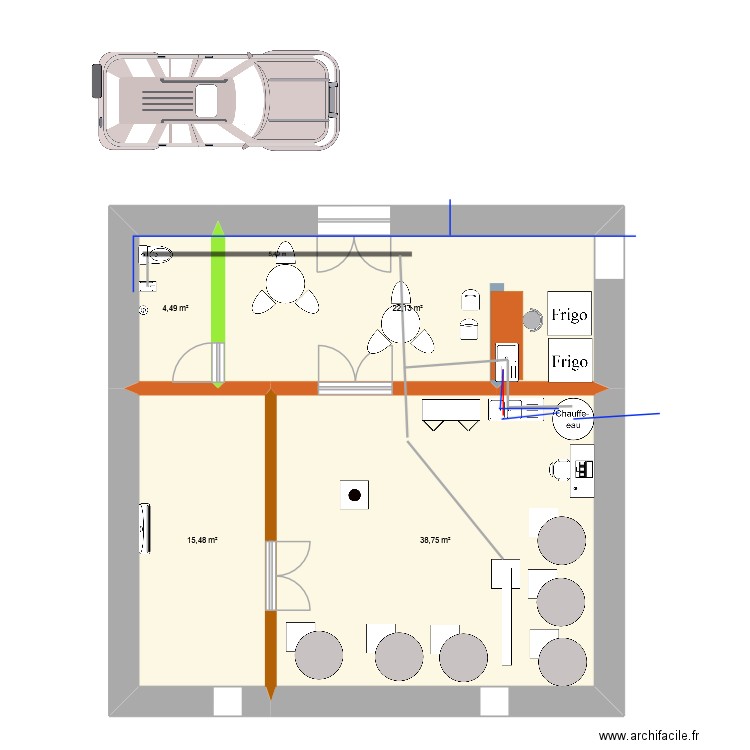 Chai Mazée V1. Plan de 4 pièces et 81 m2