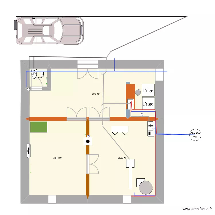 Chai Maz&eacute;e V1. Plan de 4  et 80 m²