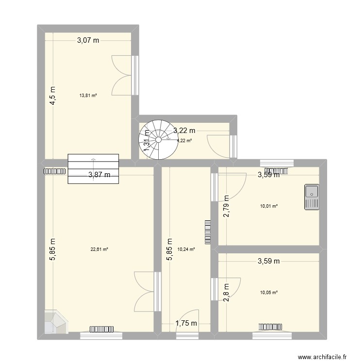 maison base Fleurus. Plan de 6 pièces et 71 m2