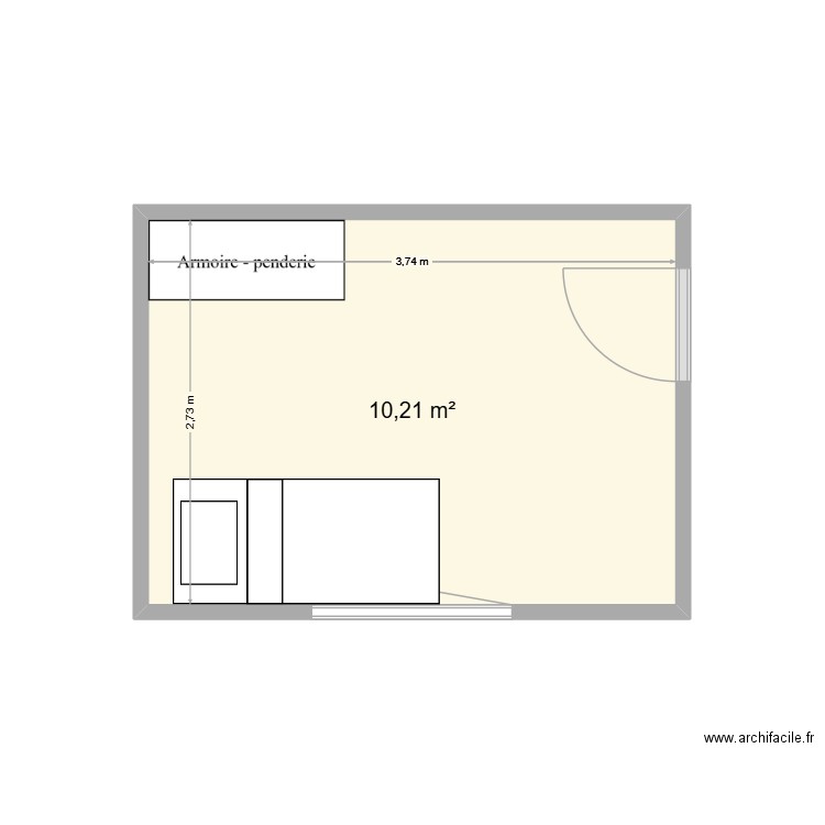 chambre jeanne. Plan de 1 pièce et 10 m2