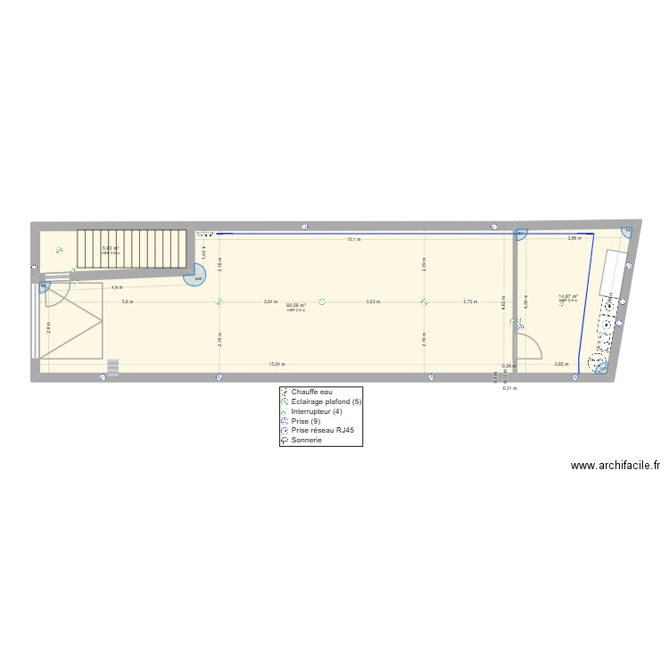 SCI garage. Plan de 3 pièces et 71 m2