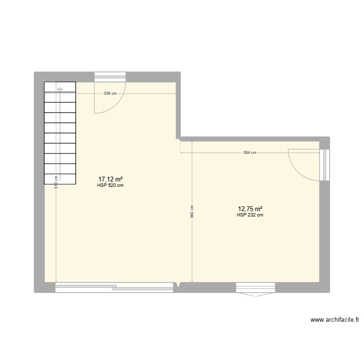Vougy RDC. Plan de 2 pièces et 30 m2