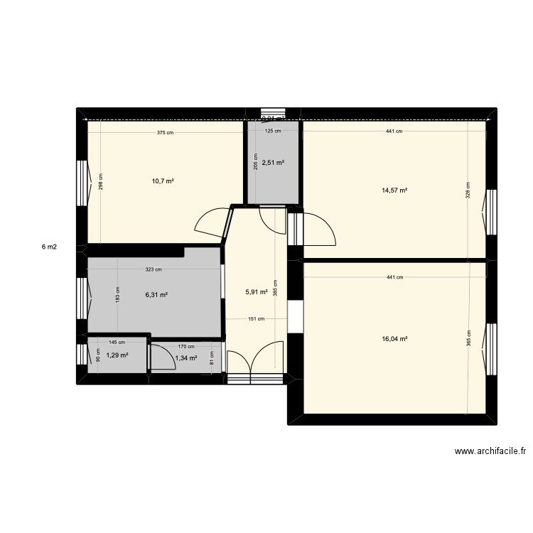 CARRE RDC cotations, 1. Plan de 11 pièces et 59 m2
