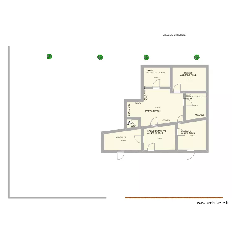 cabinet gare. Plan de 8  et 74 m²