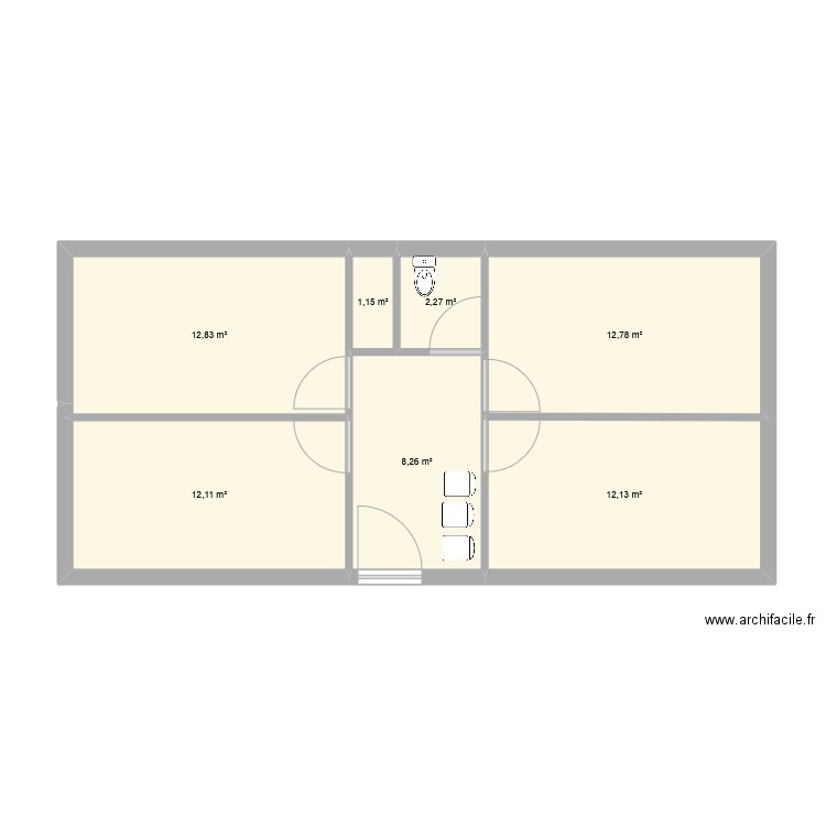 pioline 4 bureaux. Plan de 7 pièces et 62 m2