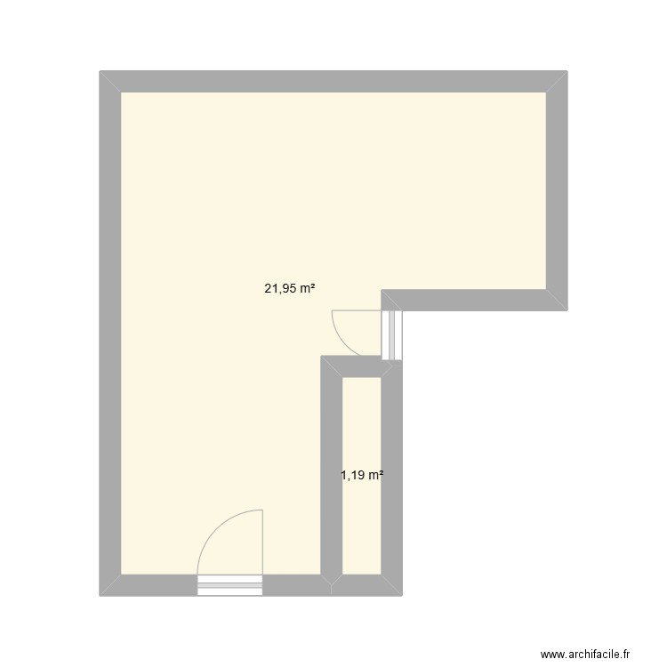plan sol salon. Plan de 2 pièces et 23 m2
