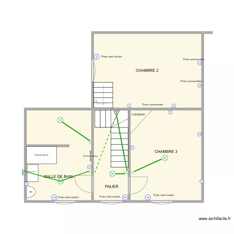 plan &eacute;tage Mondescourt. Plan de 4 Pièces et 50 m²