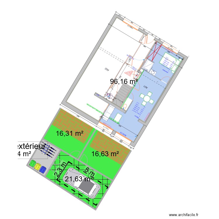 VILLENEUVE. Plan de 5 pièces et 158 m2