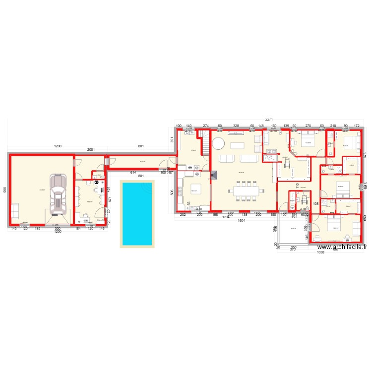 MONDRECOURT RDC garage piscine avec meuble. Plan de 22 pièces et 694 m2