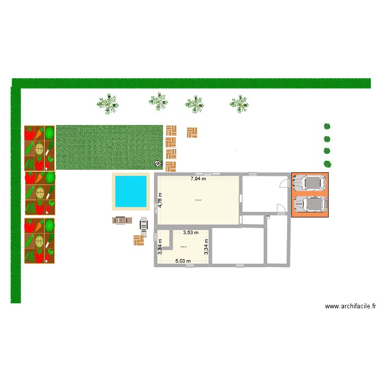 N*1. Plan de 2 pièces et 54 m2
