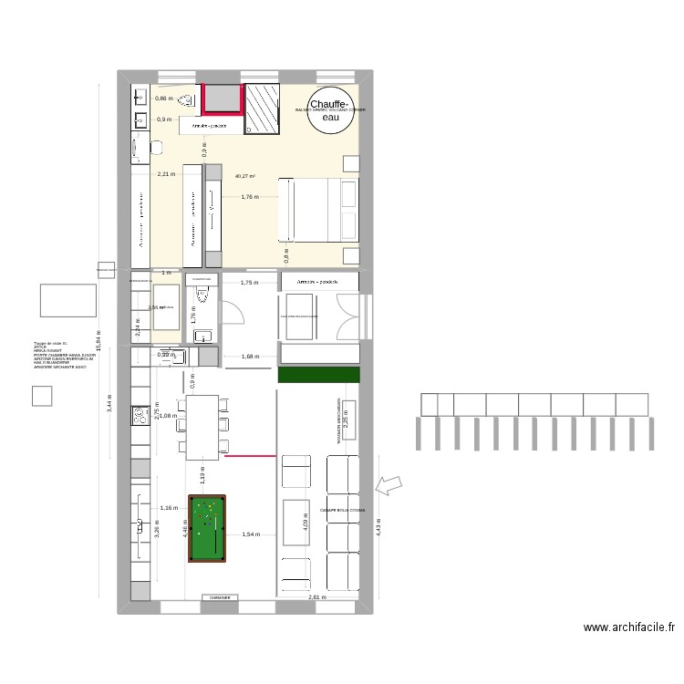 PLAN MERIMEE INVEST V8-1. Plan de 2 pièces et 44 m2