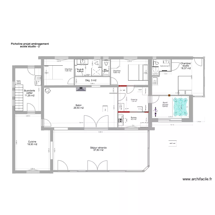 Picholine am&eacute;nagement acc&egrave;s studio 4. Plan de 