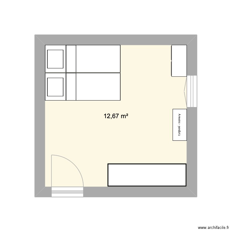 Cassandra. Plan de 1 pièce et 13 m2