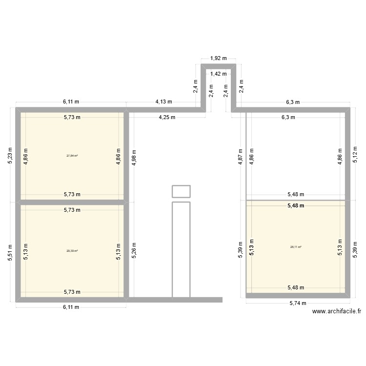 Plan. Plan de 3 pièces et 85 m2