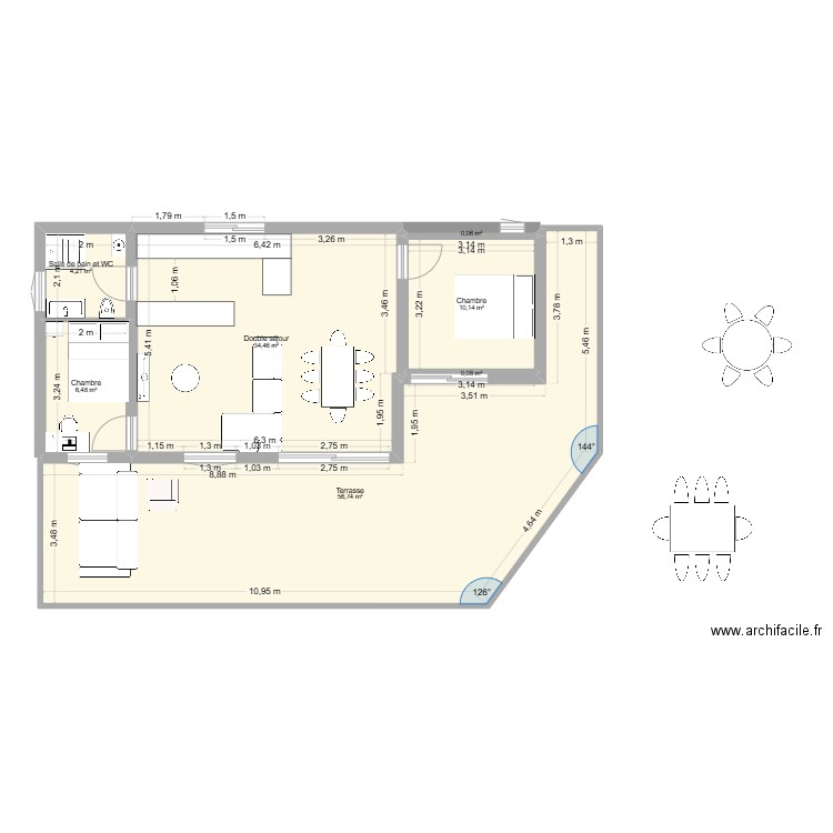 maubuibui agrandissement. Plan de 15 pièces et 146 m2