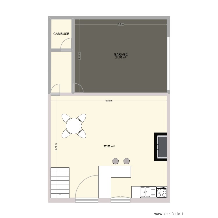 RDC des coupinette. Plan de 4 pièces et 64 m2