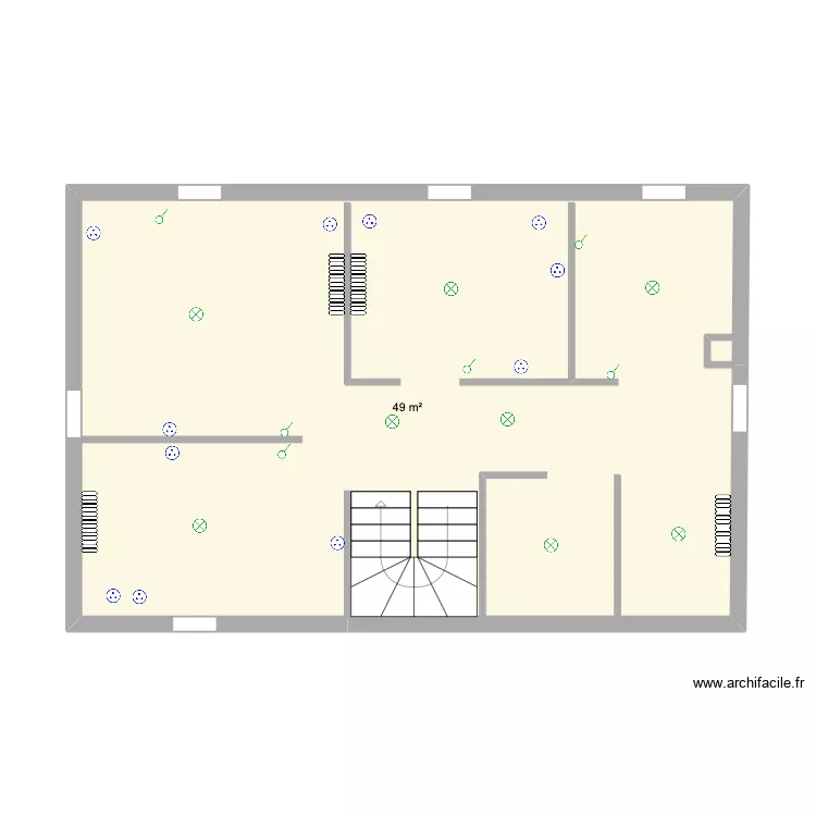 maison. Plan de 1  et 49 m²