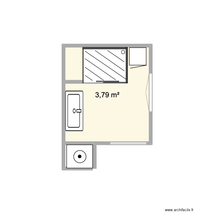 Salle de Bain Damrémont. Plan de 1 pièce et 4 m2