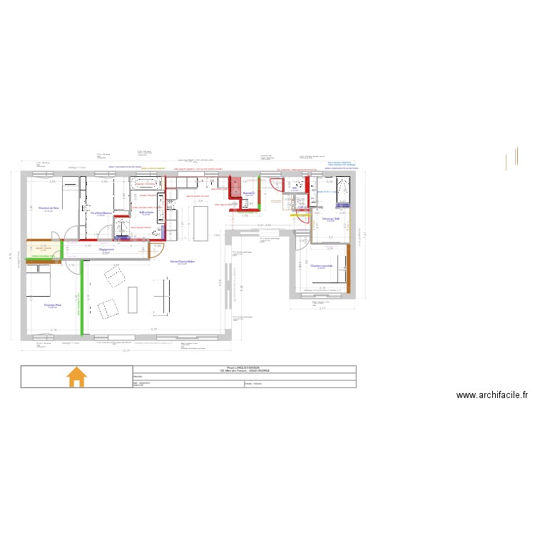 projet  LARQUET/WATIER : aménagement 05.09.25. Plan de 12 pièces et 136 m2