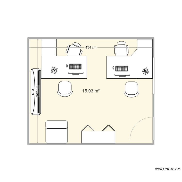 Indoors Vatry. Plan de 1 pièce et 16 m2