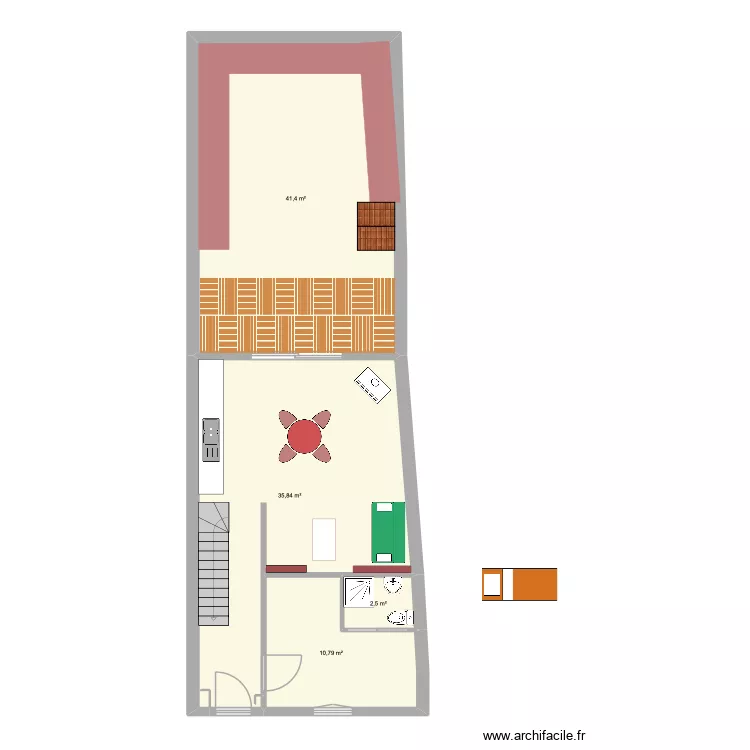Valmy RDC essai studio 2. Plan de 4  et 91 m²