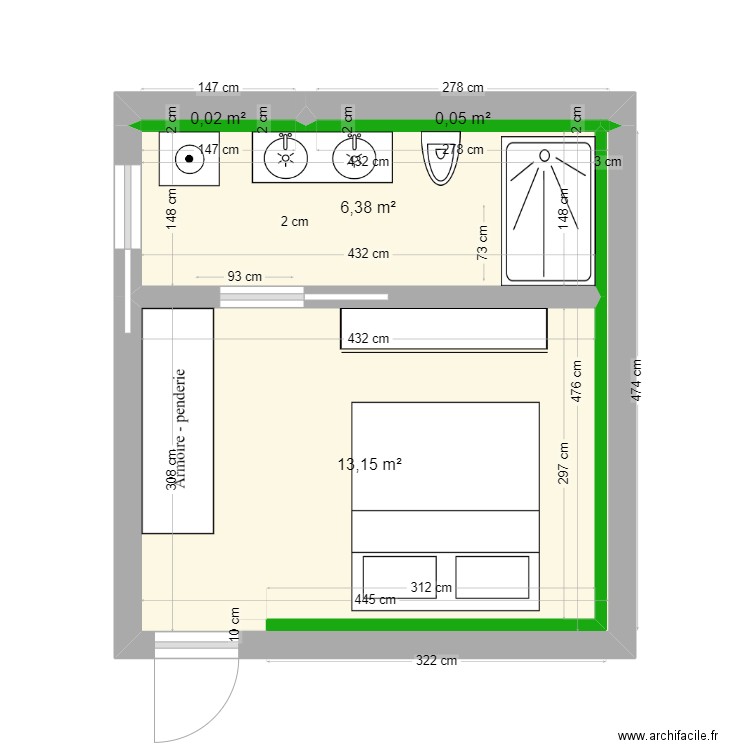 Guillaume Uner - Chambre / Garage v2. Plan de 4 pièces et 20 m2