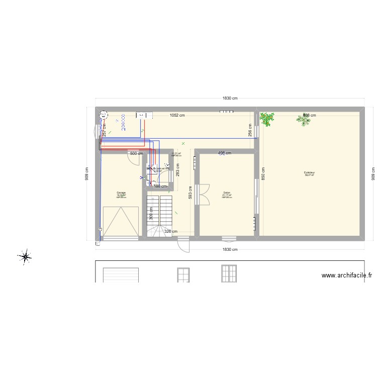 BLED RDC. Plan de 5 pièces et 141 m2