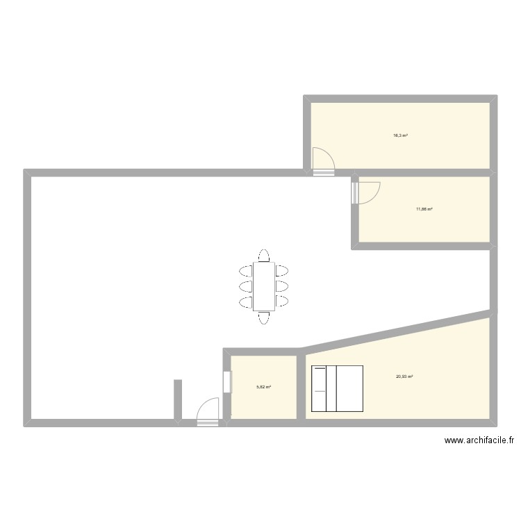 maison. Plan de 4 pièces et 55 m2