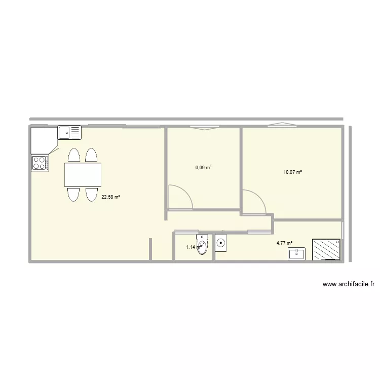 atelier3. Plan de 5  et 45 m²